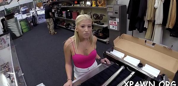  Slutty angel has sex in shop